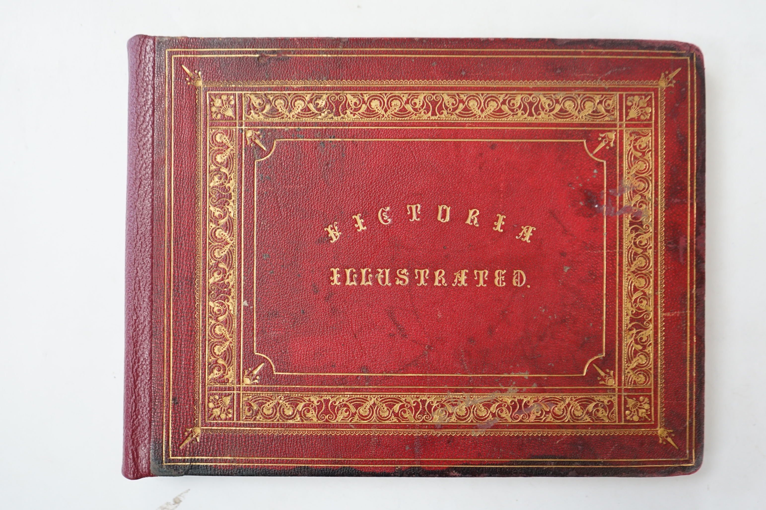 Sands & Kelly - Victoria Illustrated, oblong 4to, engraved pictorial title and 45 plates after S.T. Gill printed on stiff sheets, interleaved with tissue paper, contemporary red morocco gilt, gilt edges, Melbourne & Sydn